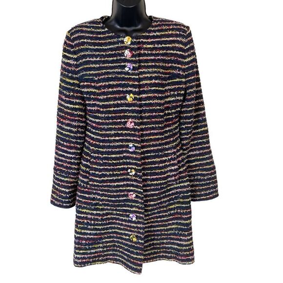 Cabi Headline Topper Button Down Multi-Stripe Coat - Picture 3 of 16